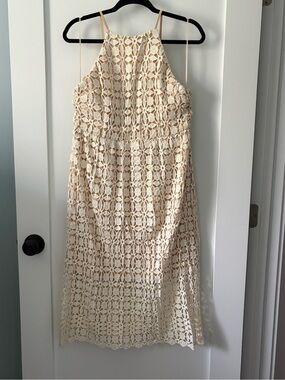 Romeo & Juliet Couture Cream Crochet Halter Midi Dress